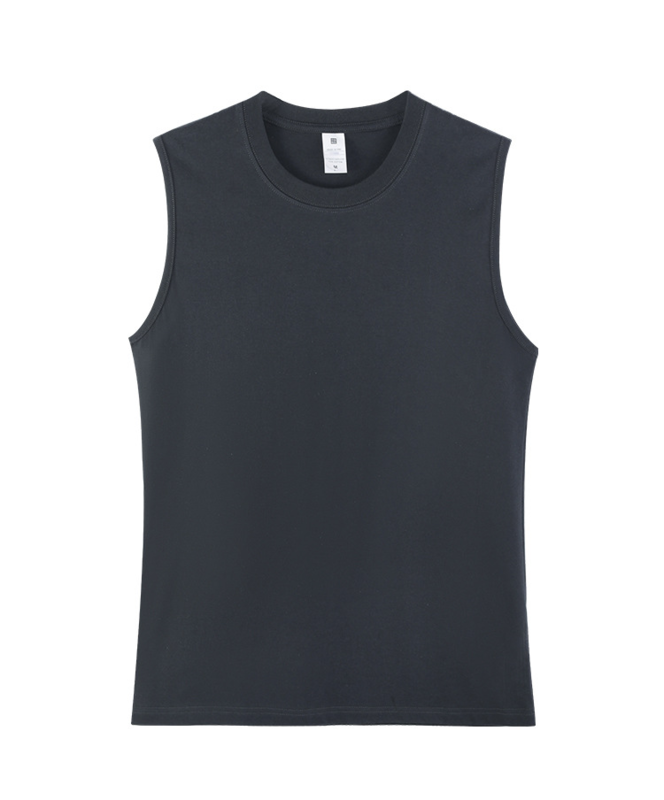 Men's Basic Solid Cotton Crew Neck Sleeveless Tank Top