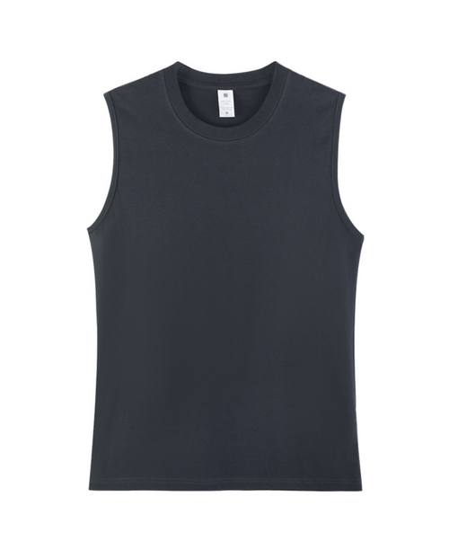 Men's Basic Solid Cotton Crew Neck Sleeveless Tank Top