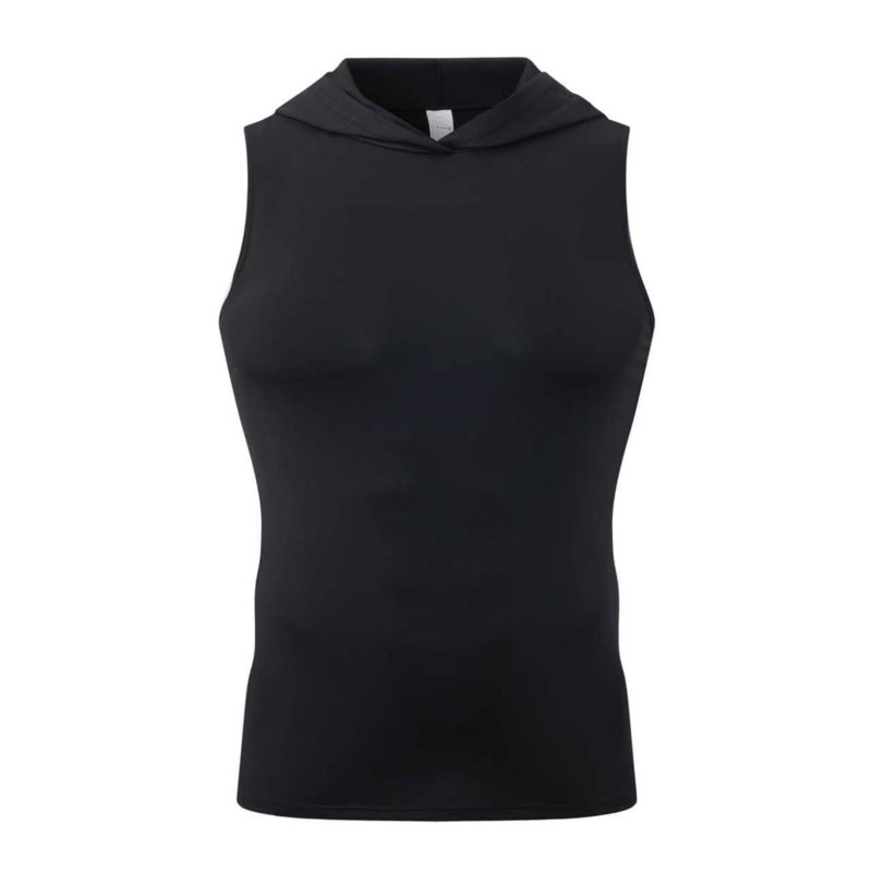 Men's Sleeveless Hooded Quick Dry Athletic Compression Tank Top