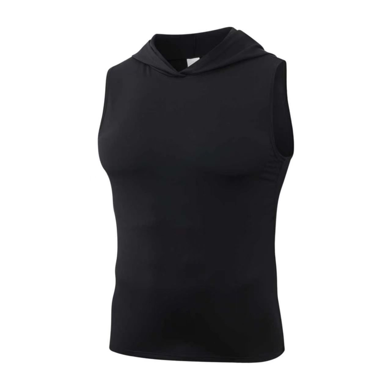 Men's Sleeveless Hooded Quick Dry Athletic Compression Tank Top