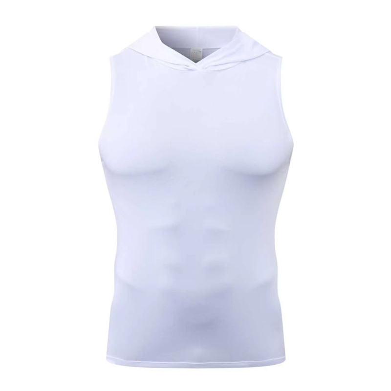 Men's Sleeveless Hooded Quick Dry Athletic Compression Tank Top