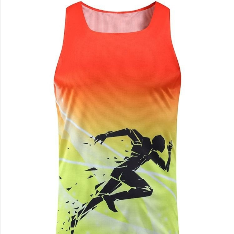 Men's Gradient Running Graphic Quick Dry Mesh Athletic Tank Top