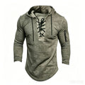 Men's Lace-Up Long Sleeve Hoodie