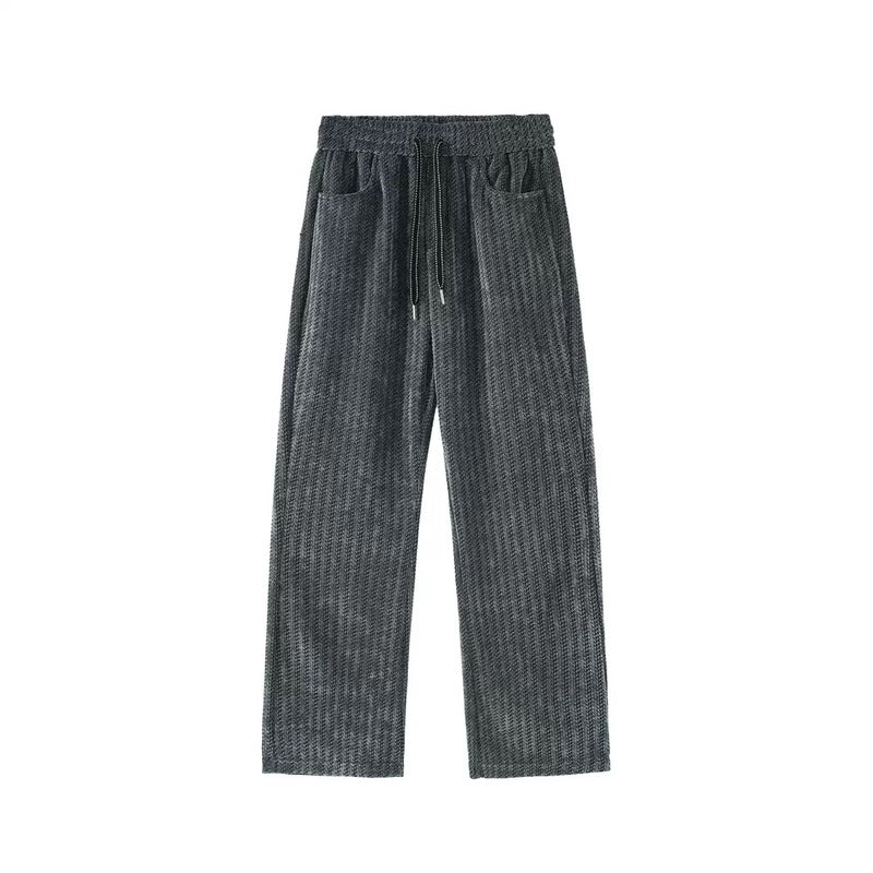 Men's Textured Knit Wide-Leg Drawstring Pants