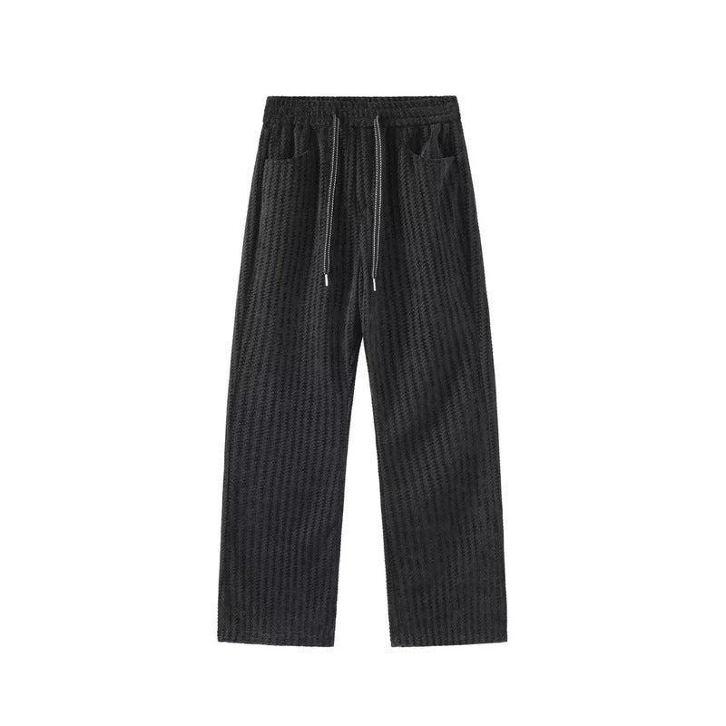 Men's Textured Knit Wide-Leg Drawstring Pants